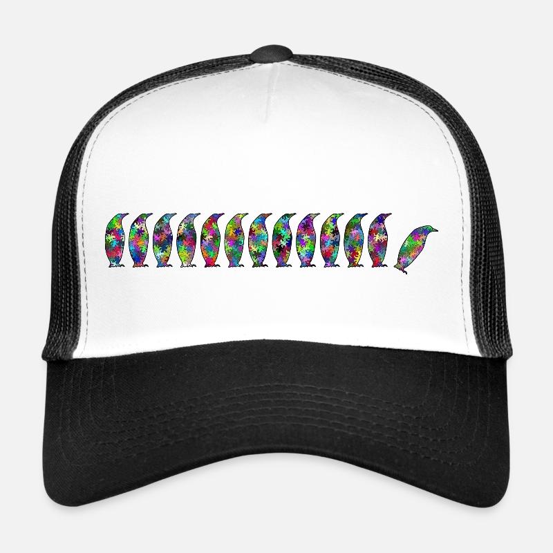 Pinguine mit Gekko - Trucker Cap - Weiß/Schwarz