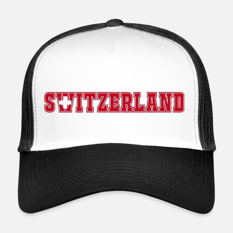 Schweiz - Trucker Cap - Weiß/Schwarz