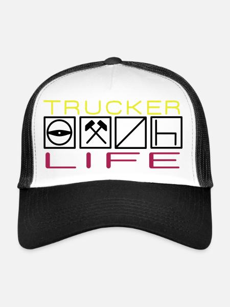 Vie de camionneur,Chauffeur professionnel,Chauffeur longue distance - Casquette trucker  - blanc/noir - Devant