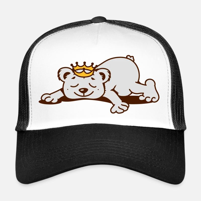 Un petit ours avec une couronne d'or dort Casquette trucker 