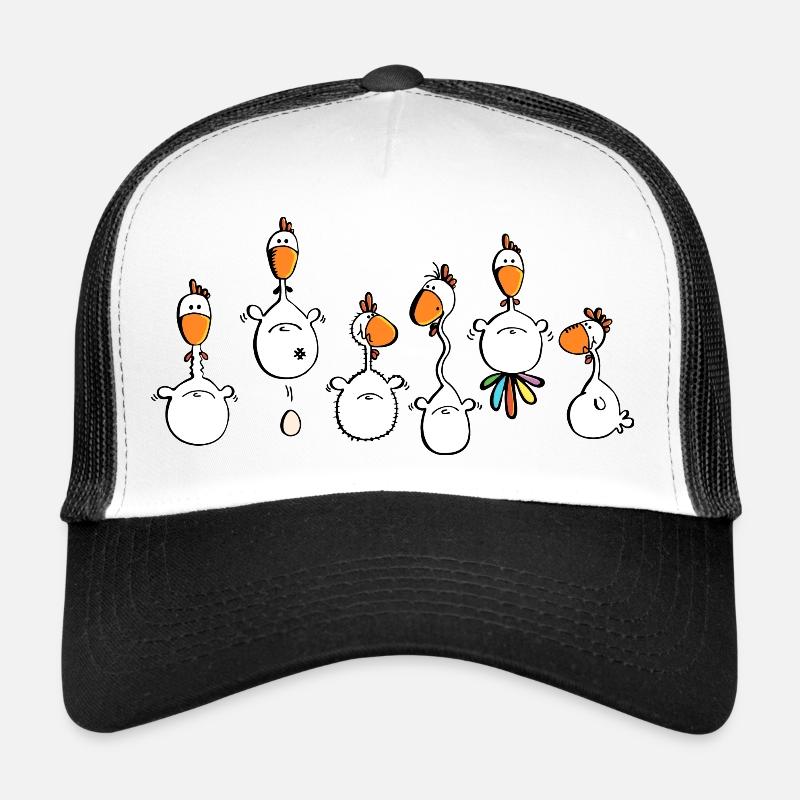 Crazy Chickens - poule - poluets - coq - Casquette trucker  - blanc/noir