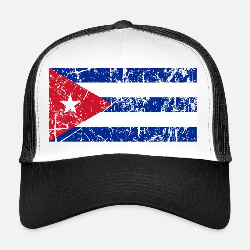 Kuba Flagge Vintage-Effekt - Trucker Cap - Weiß/Schwarz