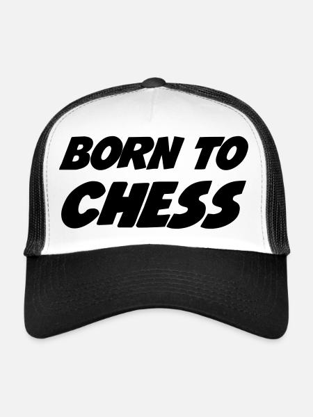Chess / Geek / Game / Player / Schach / Echecs - Trucker Cap - white/black - Front