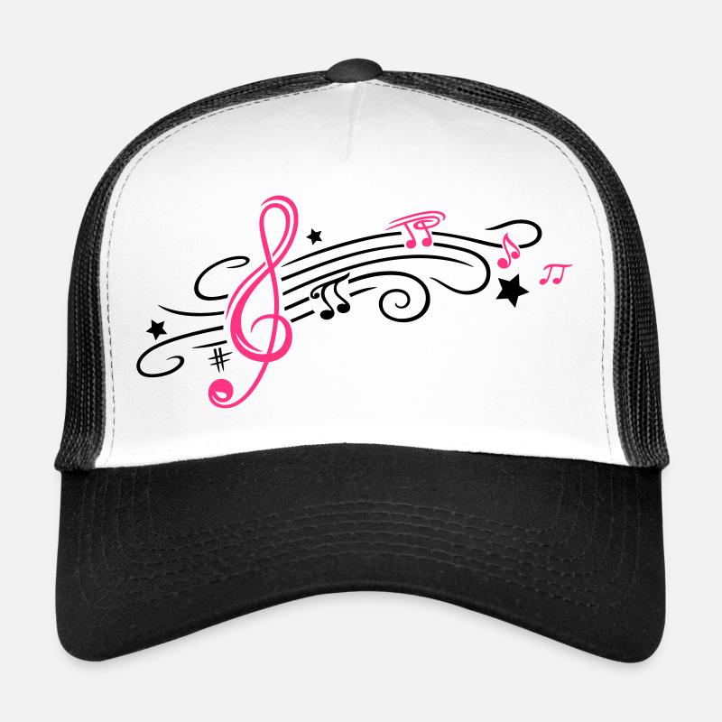 Music, clef with stars and music notes - Trucker Cap - white/black