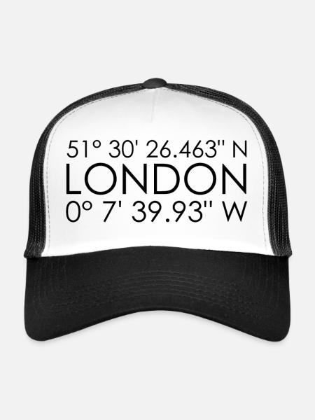 Coordonnées de Londres - Casquette trucker  - blanc/noir - Devant