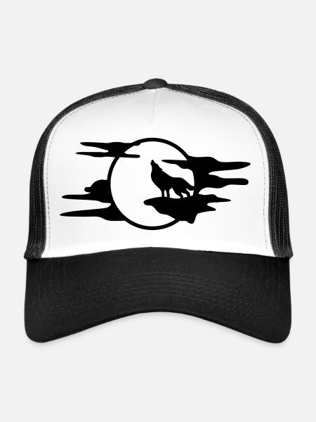 Le loup noir - Casquette trucker  - blanc/noir - Devant
