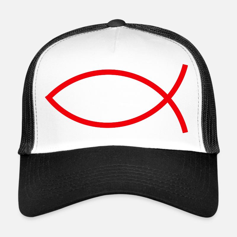 Jesus fish Ichthys fish fish - Trucker Cap - white/black