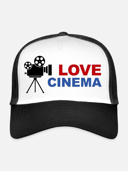 Love Cinema Bold Red Blue Typography - Trucker Cap - white/black - Front