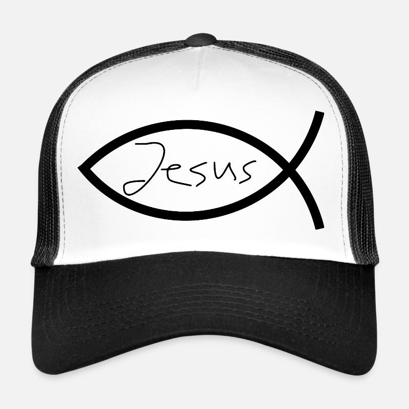 Jésus poisson noir Ichthys poisson poisson poisson Casquette trucker 