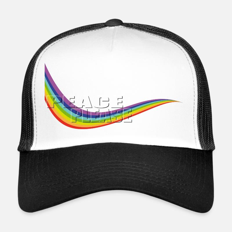 RAINBOW PEACE PLEASE transparent Typo Trucker Cap