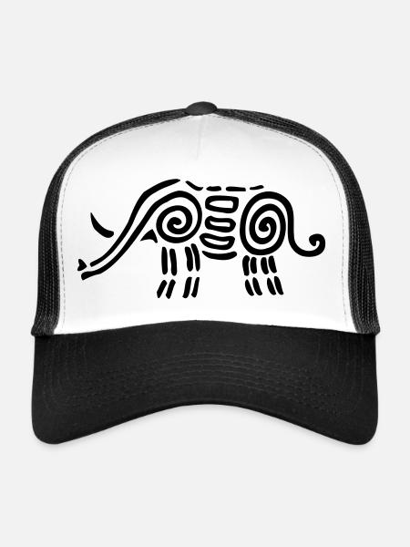 Éléphant1 - Casquette trucker  - blanc/noir - Devant