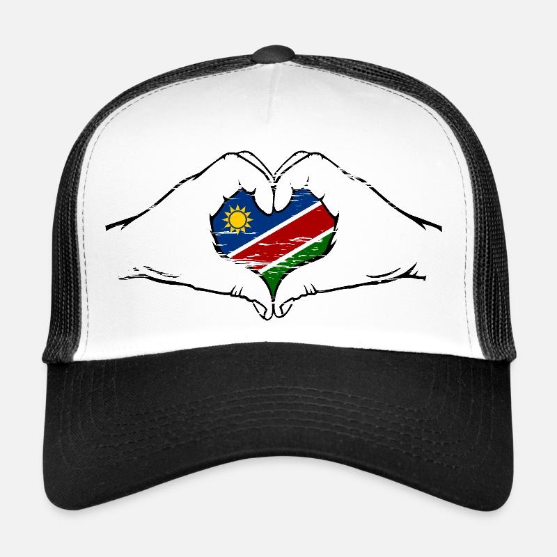 Namibia Flagge Herzform used - Trucker Cap - Weiß/Schwarz