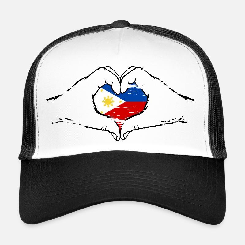 Drapeau des Philippines en forme de coeur utilisé Casquette trucker 