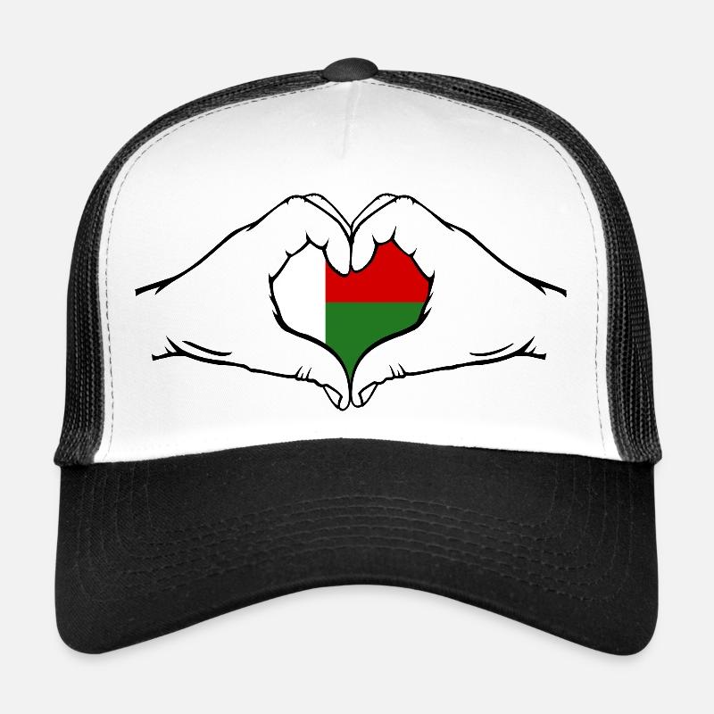 Madagascar Flag Heart Shape Trucker Cap