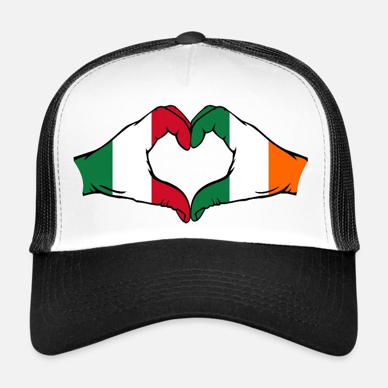 Forme de coeur Italie Irlande avec les mains Casquette trucker 