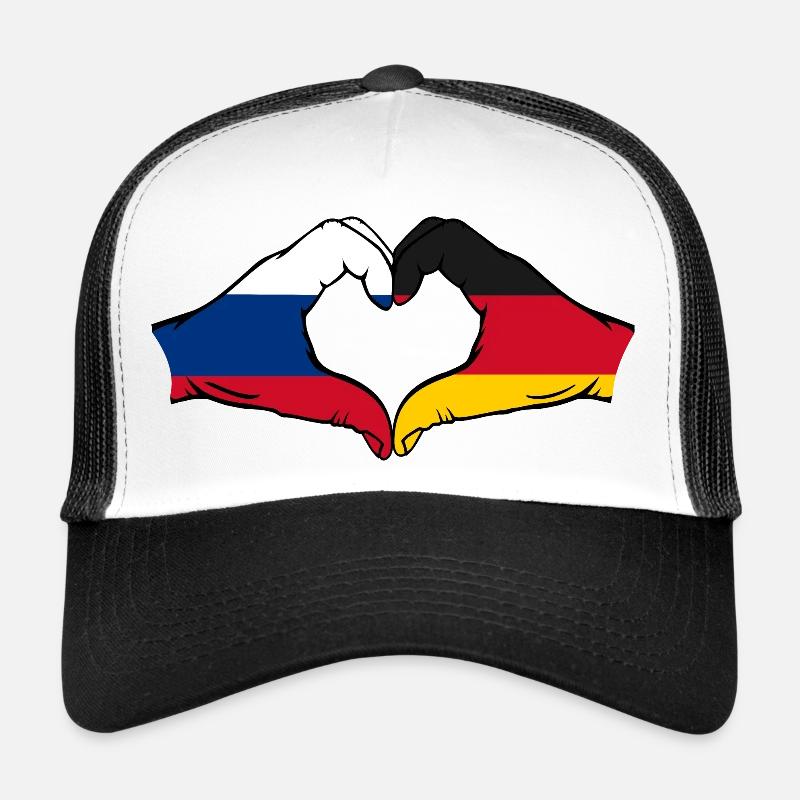 Russie Allemagne Drapeau Coeur Forme Casquette trucker 