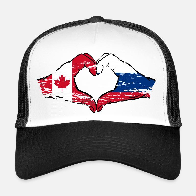 Canada Russie Forme de coeur avec des mains utilisées Casquette trucker 