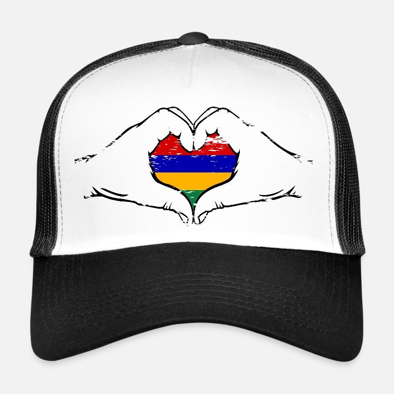 Mauritius Flagge Hände Herzform used Trucker Cap