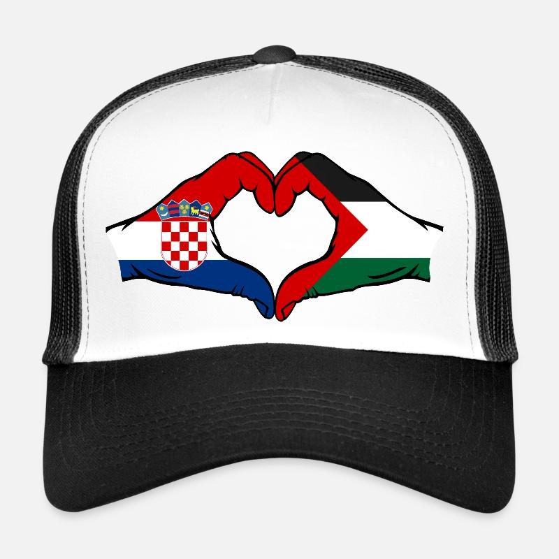 Croatia Palestine Flag Hands Heart Shape Trucker Cap