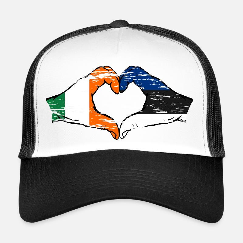 Irlande Drapeau Estonie mains forme de coeur utilisé Casquette trucker 