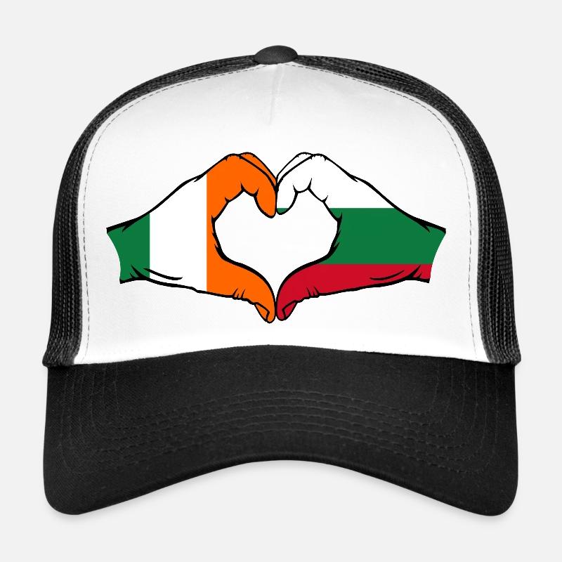 Ireland Bulgaria Flag Hands Heart Shape Trucker Cap