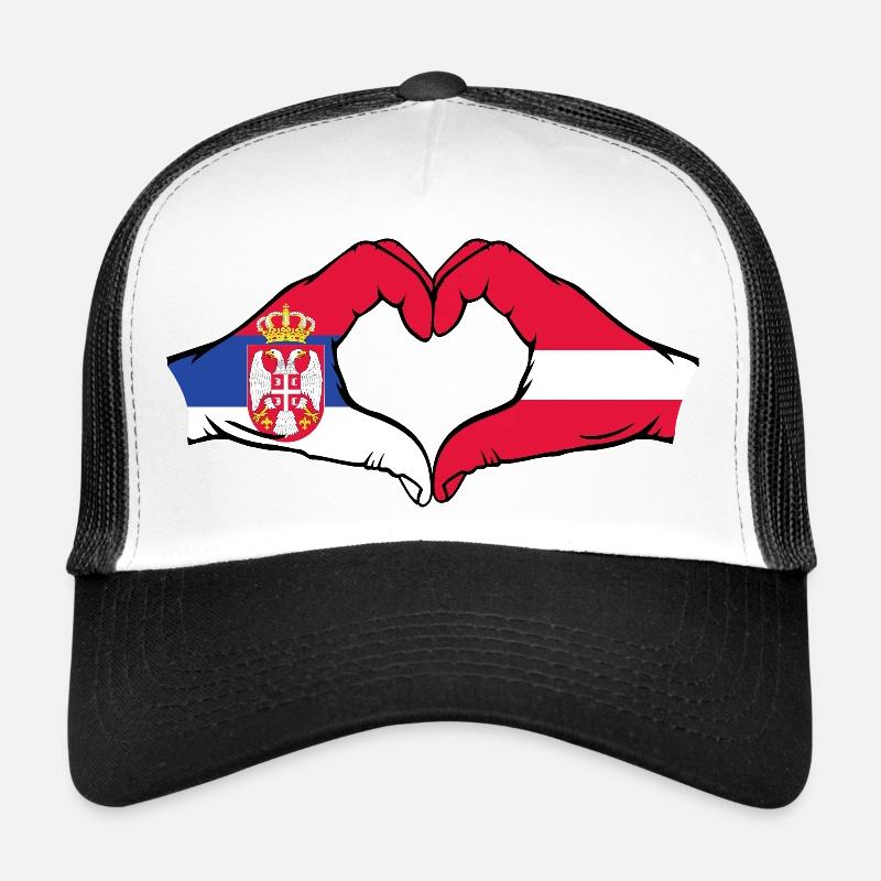 Serbie Lettonie Drapeau Mains Coeur Forme Casquette trucker 