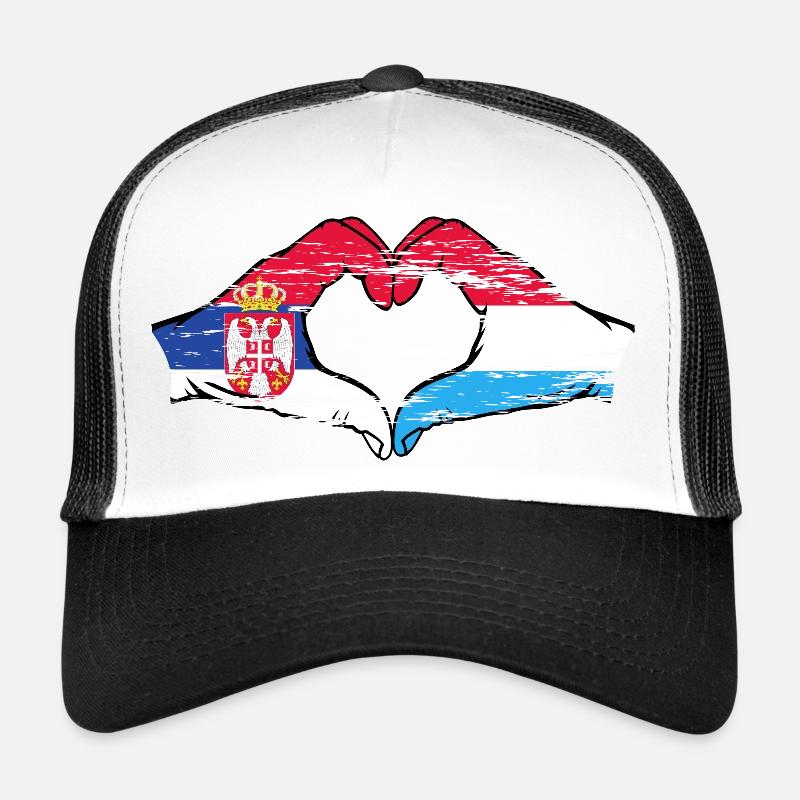 Aiguilles du drapeau de la Serbie Luxembourg en forme de coeur utilisé Casquette trucker 
