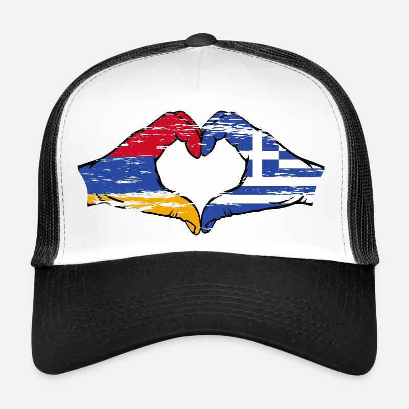 Arménie Grèce Drapeau Mains Coeur Forme Utilisé Casquette trucker 