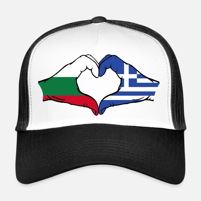 Bulgarie Grèce Drapeau Mains Coeur Forme Casquette trucker 
