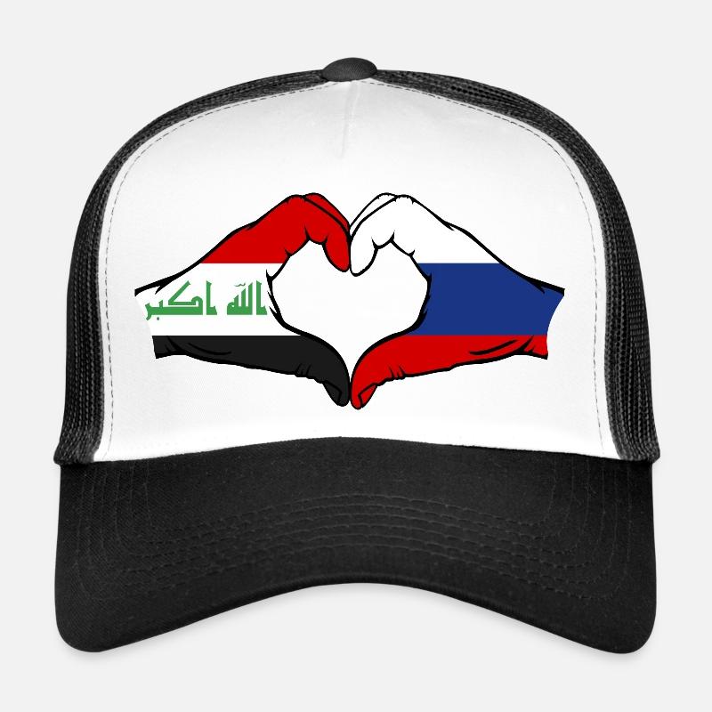 Irak Russie Drapeau Mains Coeur Forme De Coeur Casquette trucker 