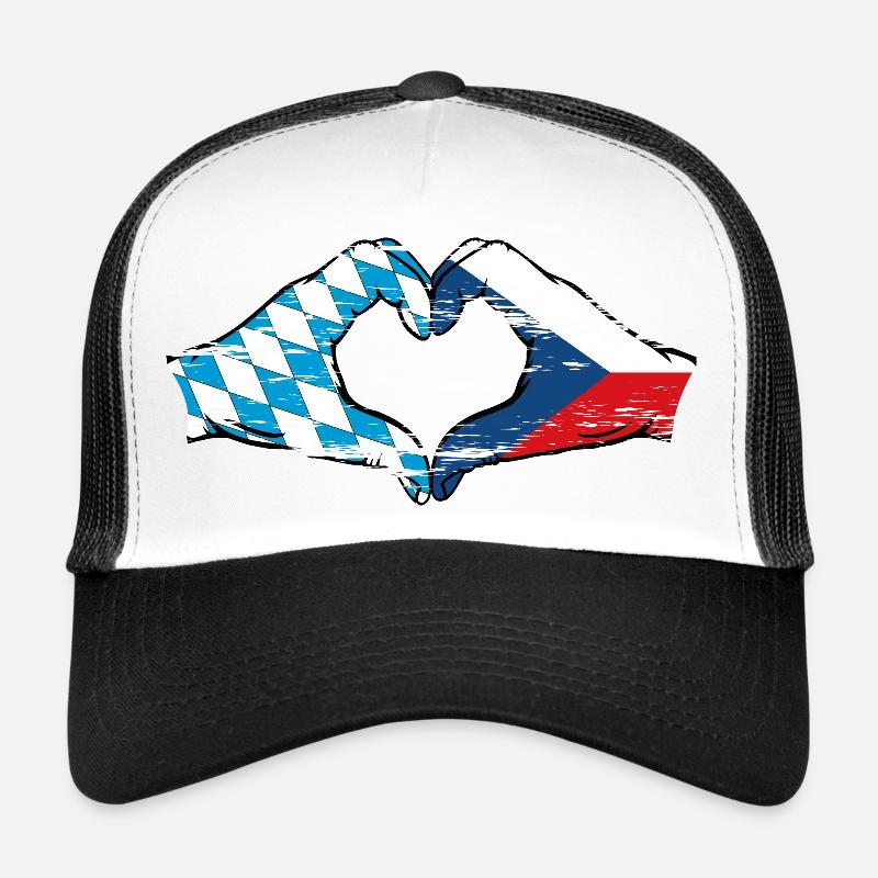 Bavaria Czech Republic Flag Hands Heart Shape Used Trucker Cap