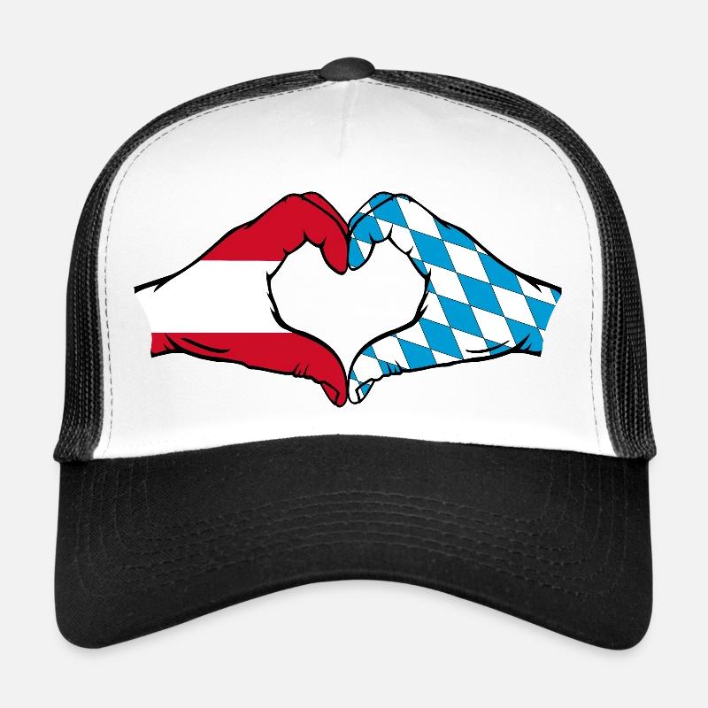 Österreich Flagge Hände Herzform - Trucker Cap - Weiß/Schwarz