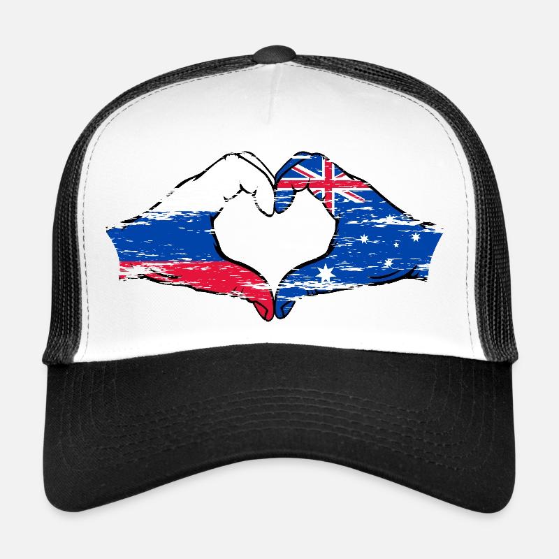 Drapeau de la Russie Australie Forme Coeur Utilisé Casquette trucker 