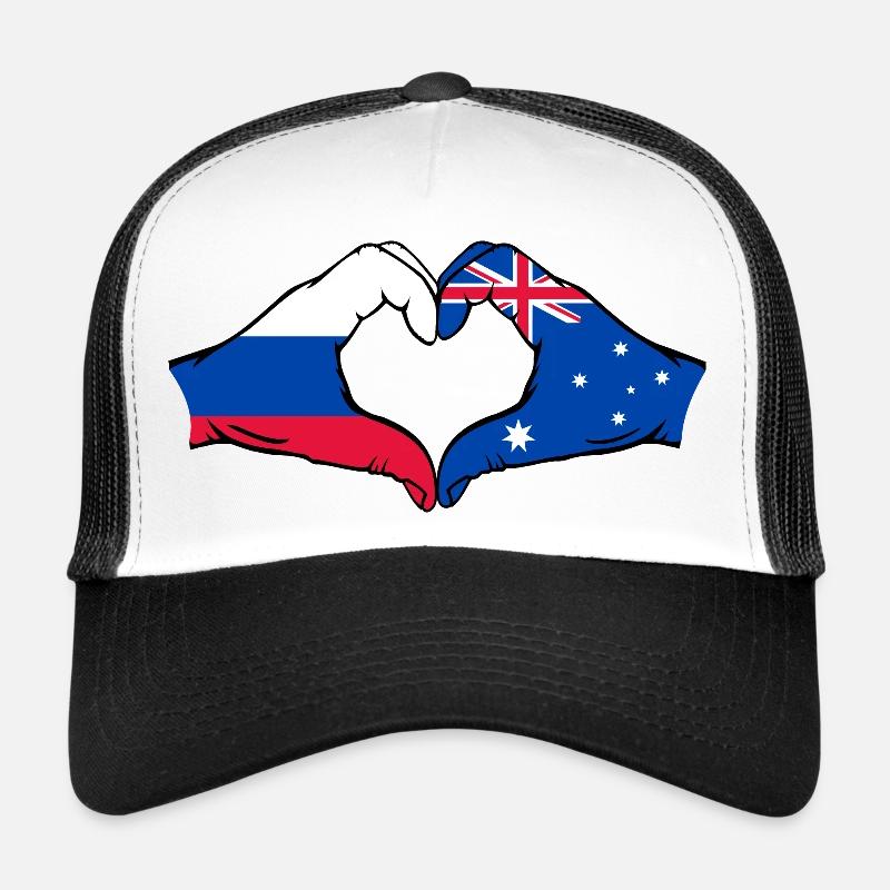Russia Australia Flag Heart Shape Trucker Cap
