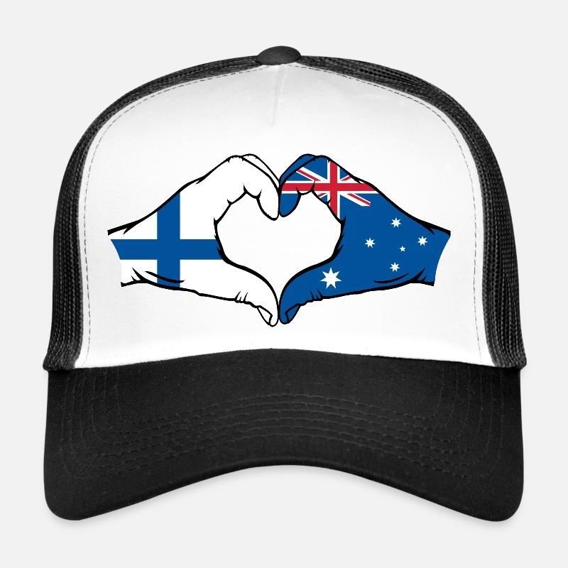 Finlande Australie Drapeau Coeur Forme Casquette trucker 