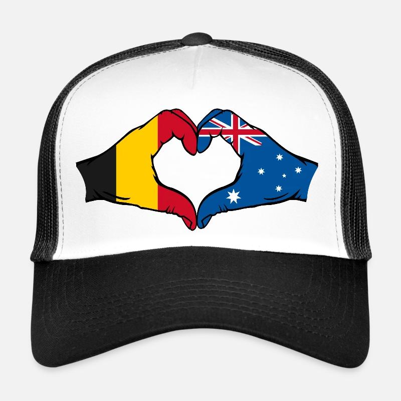 Belgien Australien Flagge Herzform - Trucker Cap - Weiß/Schwarz