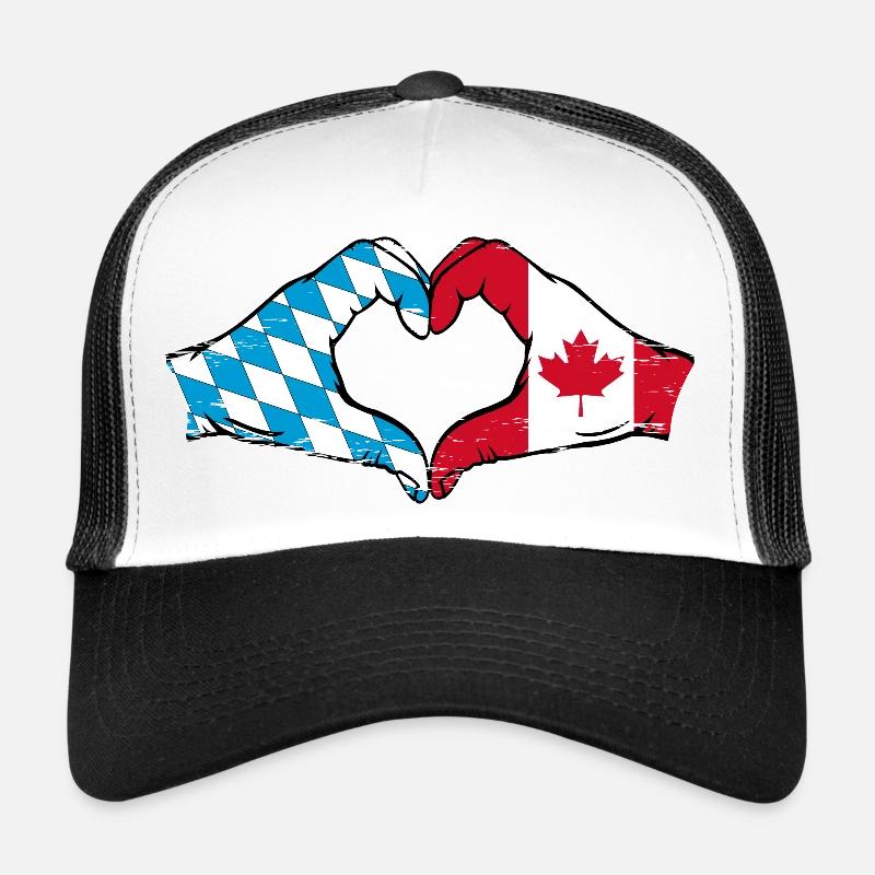 Bavaria Canada Flag Hands Heart Shape Used Trucker Cap