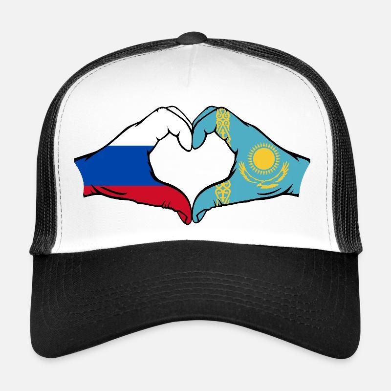 Russie Kazakhstan Drapeau Mains Coeur Forme Casquette trucker 