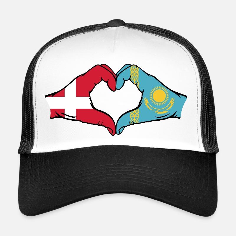 Dänemark Kasachstan Flagge Hände Herzform Trucker Cap