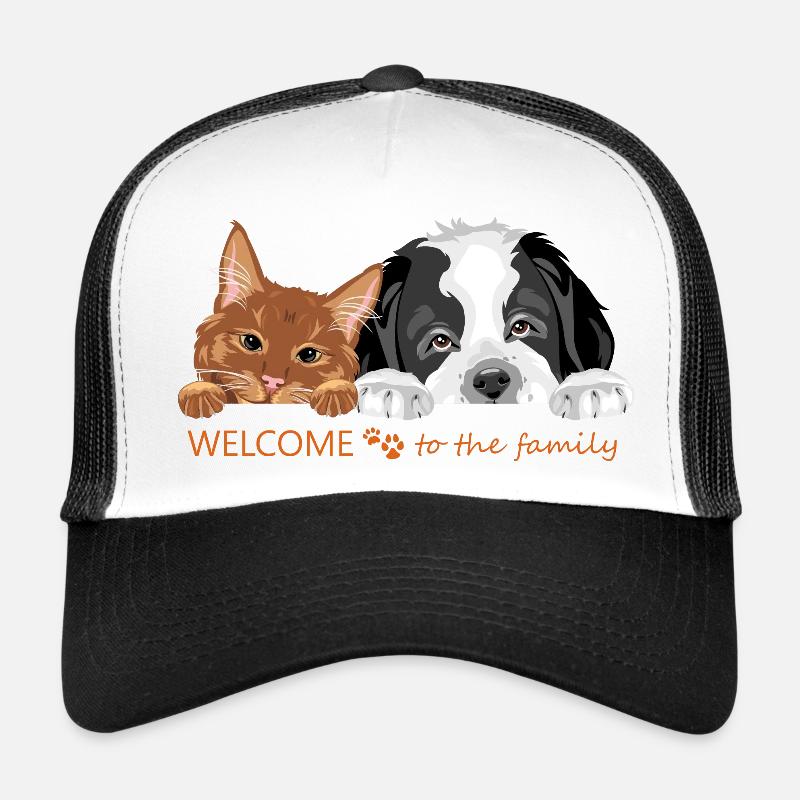 Chat roux et chien Saint-Bernard Casquette trucker 