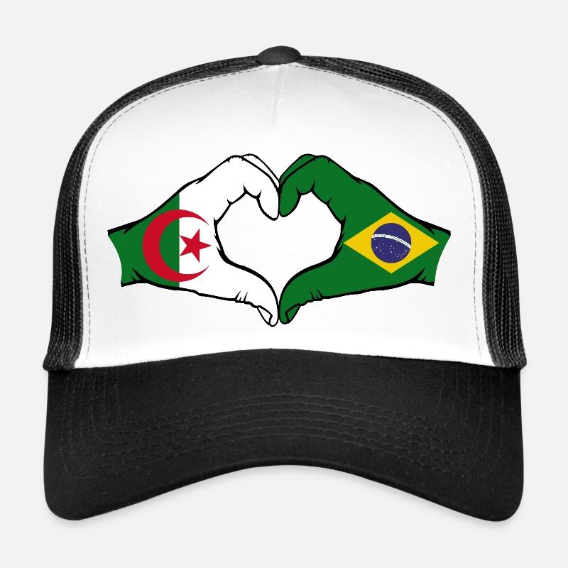 Algérie Brésil Drapeau Mains Coeur Forme Casquette trucker 