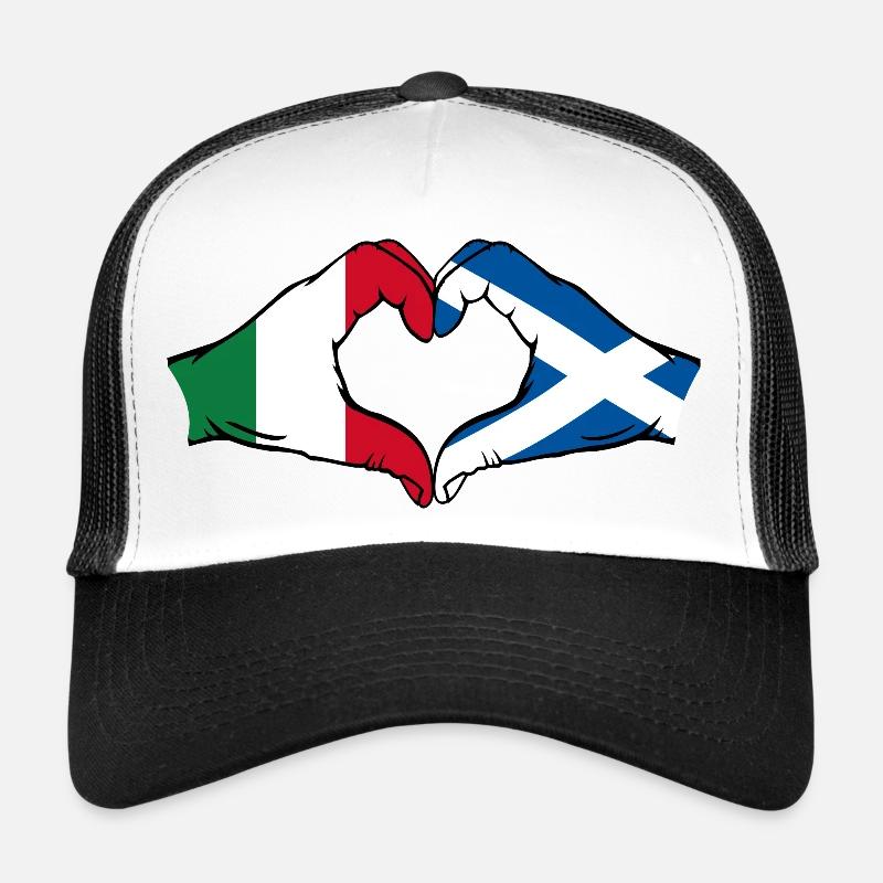 Italie Ecosse Mains Coeur Forme Casquette trucker 