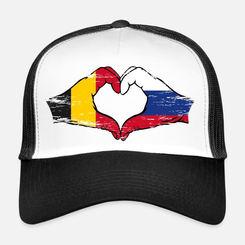 Belgique Russie mains forme de coeur utilisé Casquette trucker 