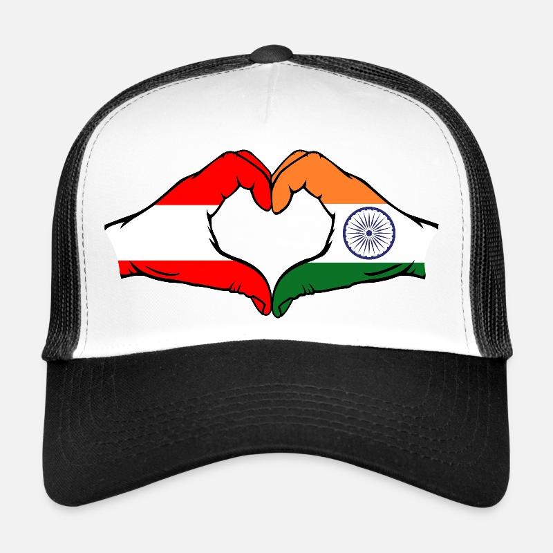 Austria India hands heart shape Trucker Cap