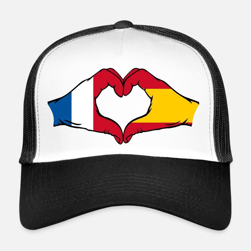 France Spain hands heart shape Trucker Cap