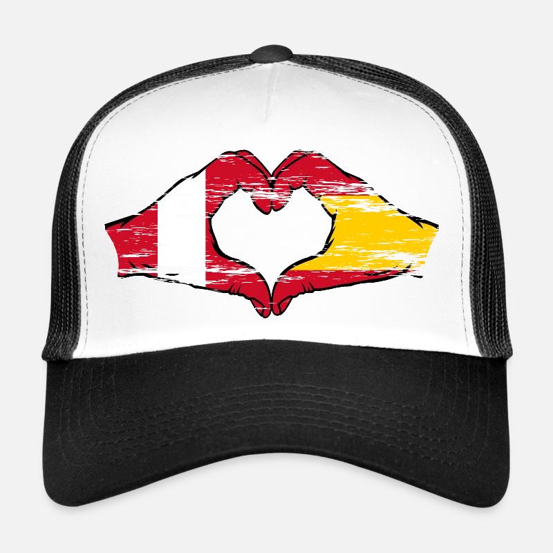 Pérou Espagne mains forme de coeur utilisé Casquette trucker 