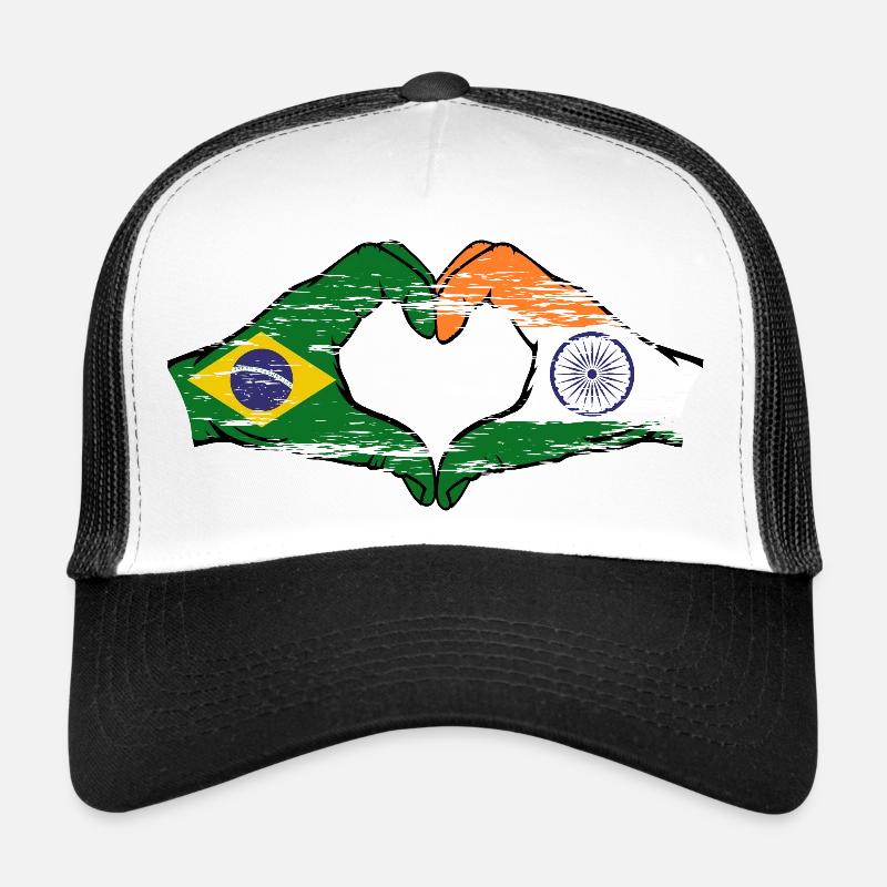 Brésil Inde Mains Forme Coeur Utilisé Casquette trucker 
