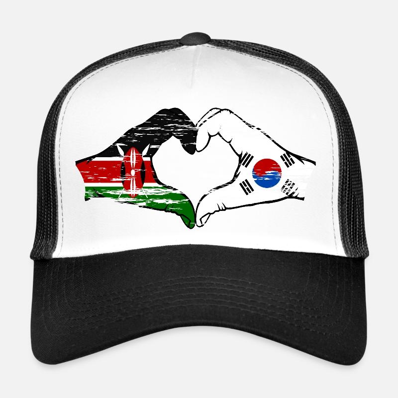 Kenya Corée du Sud Mains Coeur Forme Utilisé Casquette trucker 