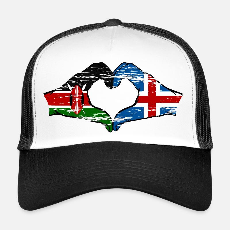 Kenya Island Hands Heart Shape Used Trucker Cap