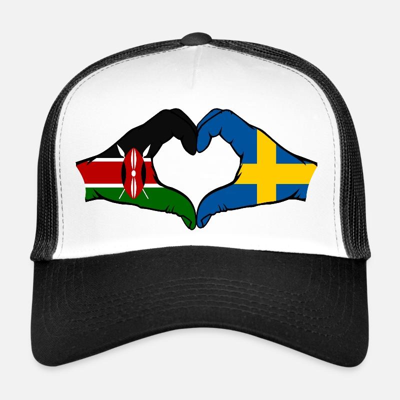 Kenya Sweden Hands Heart Shape Trucker Cap